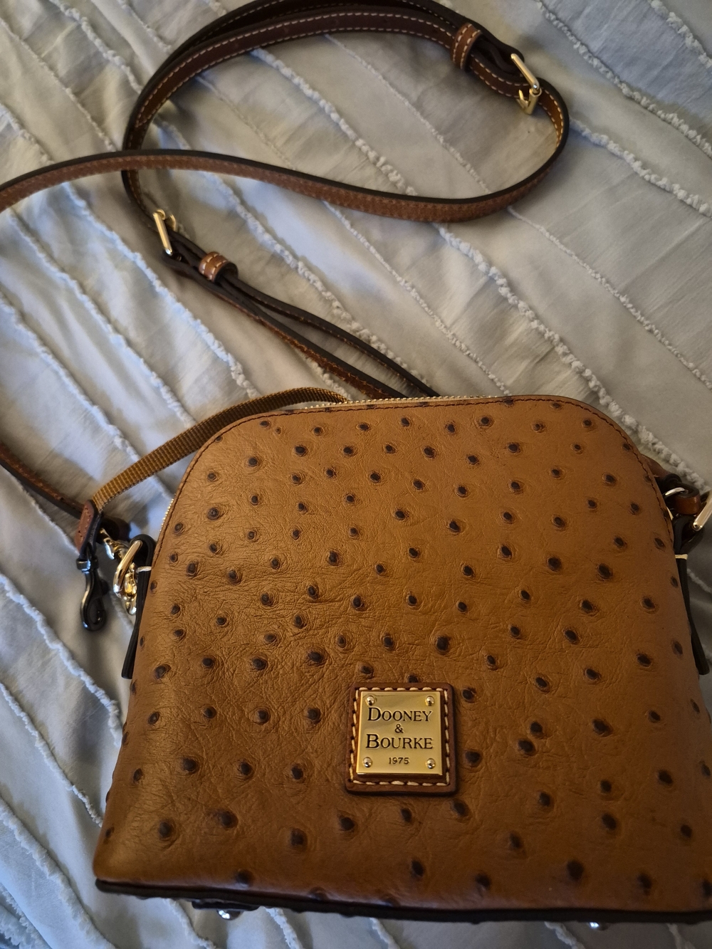 Dooney & Bourke Tan Ostrich-Textured Crossbody Bag
